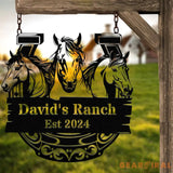 Custom Horse Ranch Sign Personalized Metal Ranch Sign Metal Hose Sign Camp Sign Horse Stall Horse Farm Decor Barn Sign