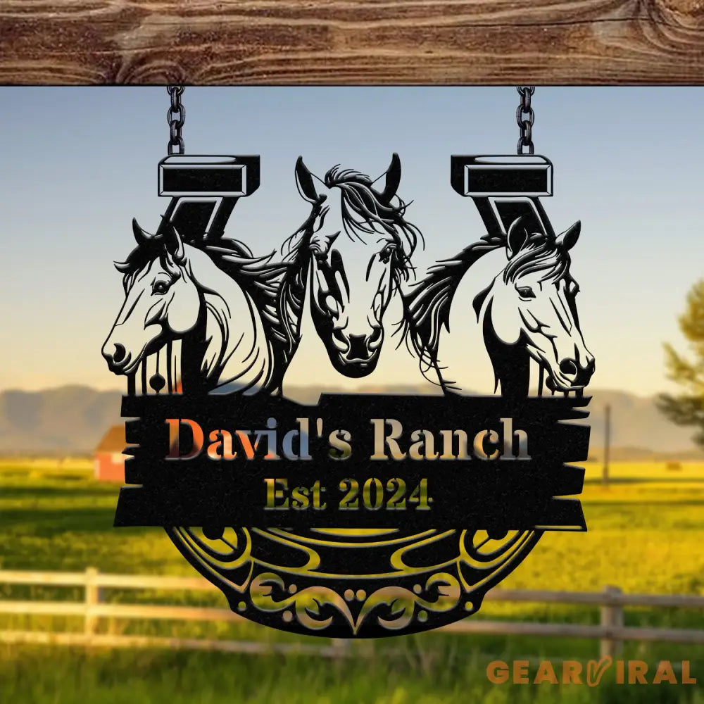 Custom Horse Ranch Sign Personalized Metal Ranch Sign Metal Hose Sign Camp Sign Horse Stall Horse Farm Decor Barn Sign