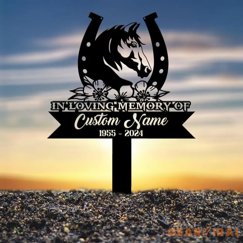 Custom Horseshoes Memorial Stake Sign Pet Grave Markers Sign Personalized Horse Sign With Stake Sympathy Sign