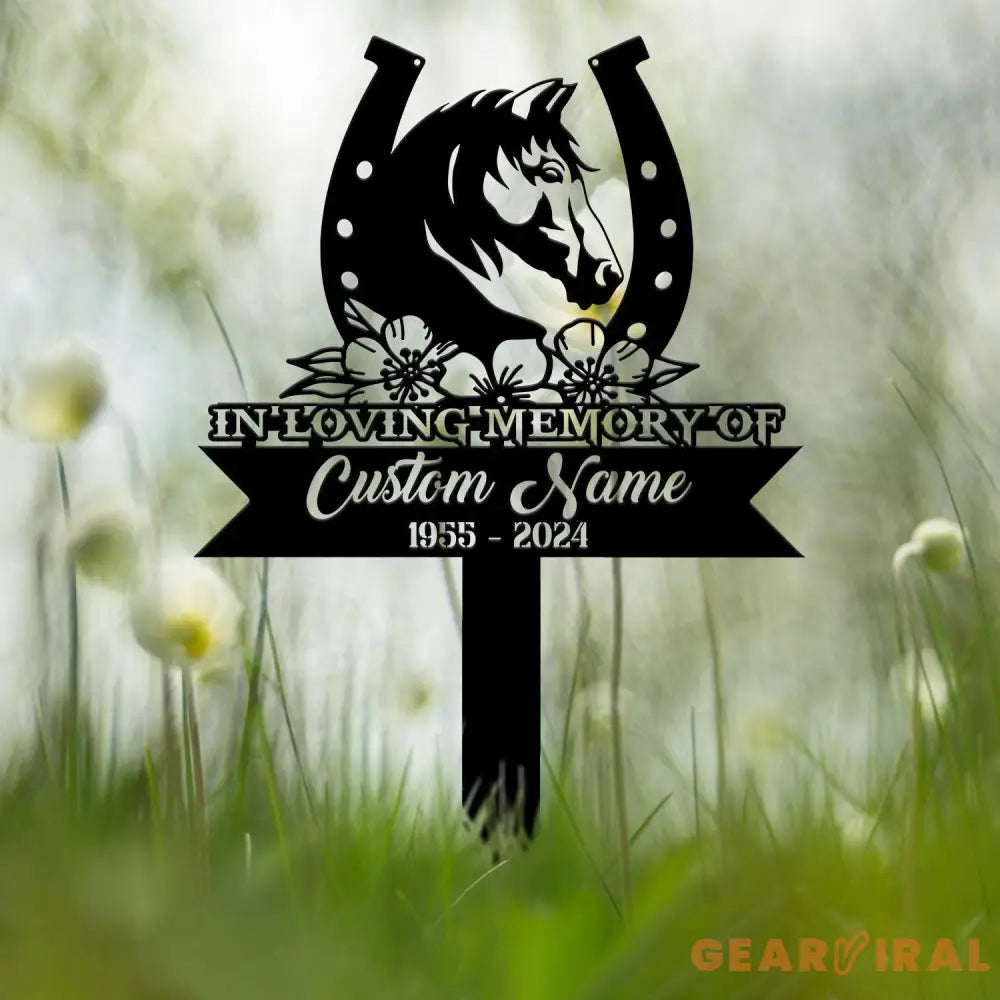 Custom Horseshoes Memorial Stake Sign Pet Grave Markers Sign Personalized Horse Sign With Stake Sympathy Sign