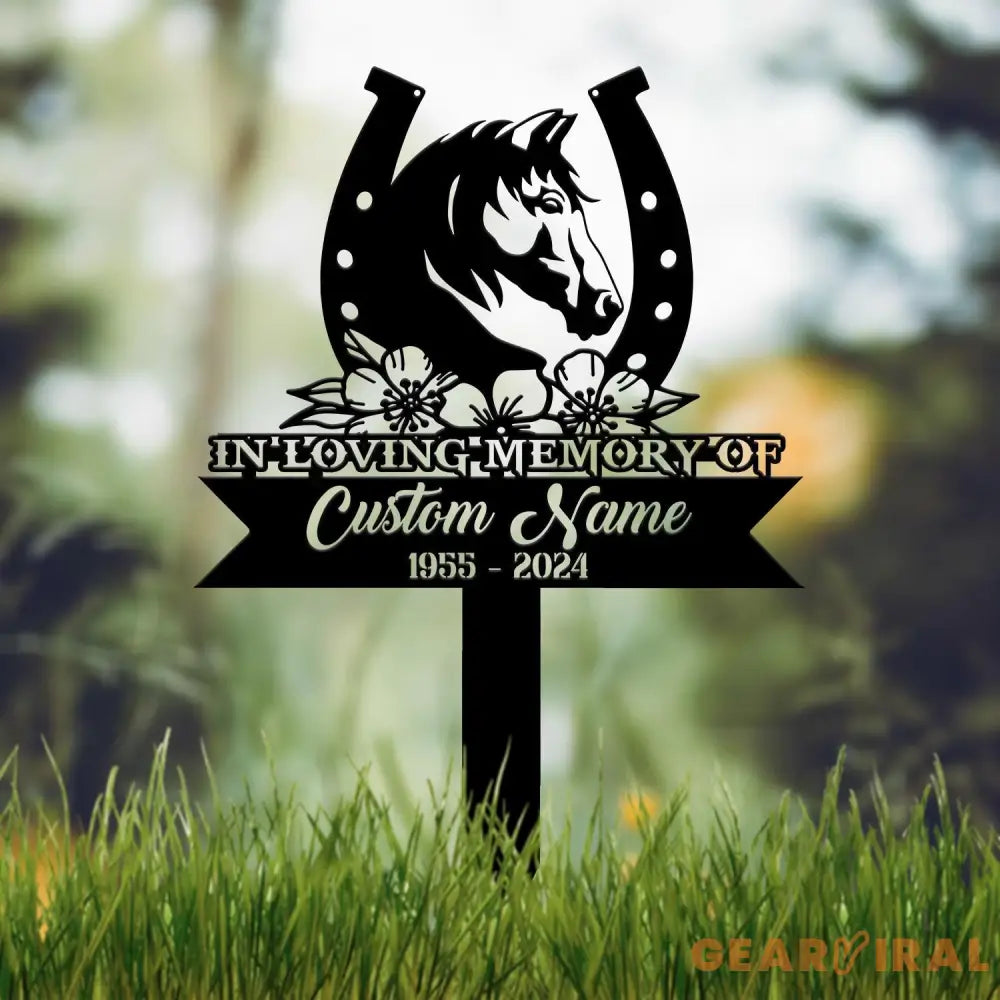 Custom Horseshoes Memorial Stake Sign Pet Grave Markers Sign Personalized Horse Sign With Stake Sympathy Sign