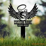 Custom Horseshoes with Wings Memorial Stake Sign Pet Grave Markers Personalized Horse Sign With Stake Sympathy Sign