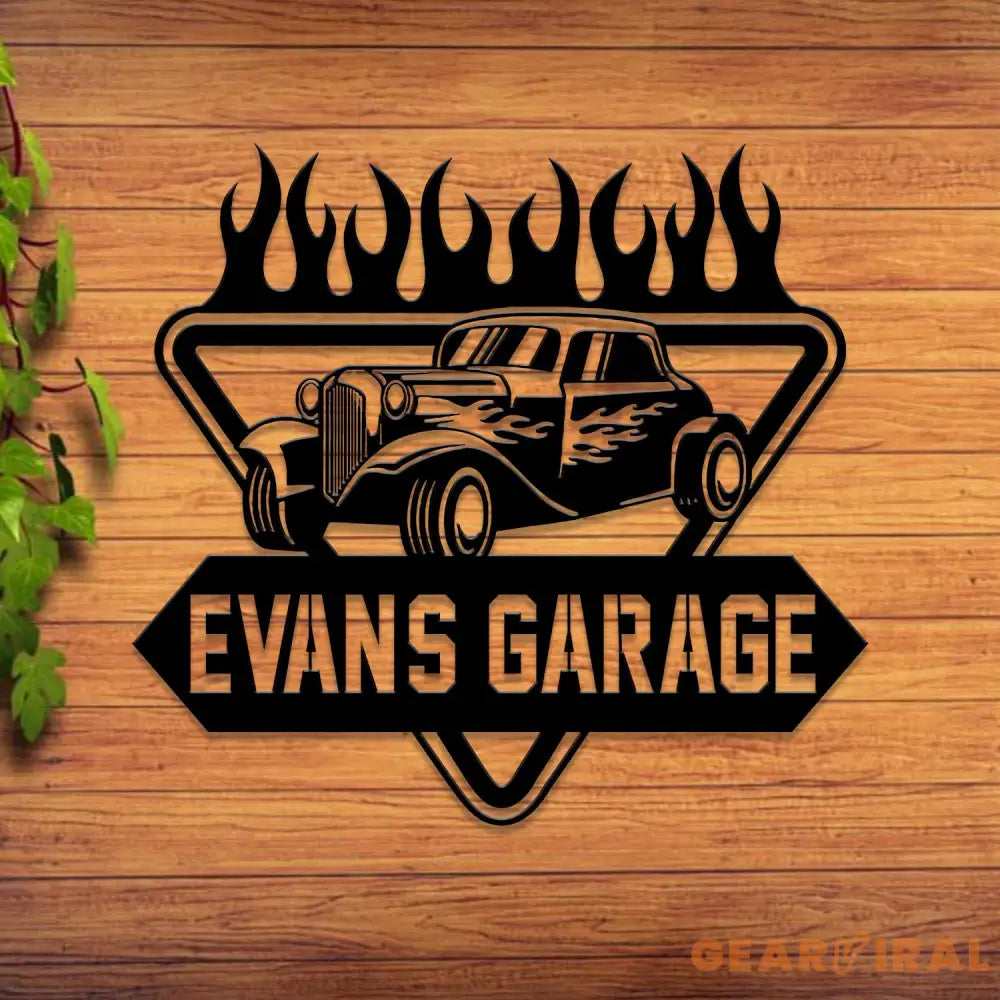 Custom Hot Rod Garage Metal Sign with Led Light Personalized Man Cave Named Wall Art Business Sign Metal Car Sign