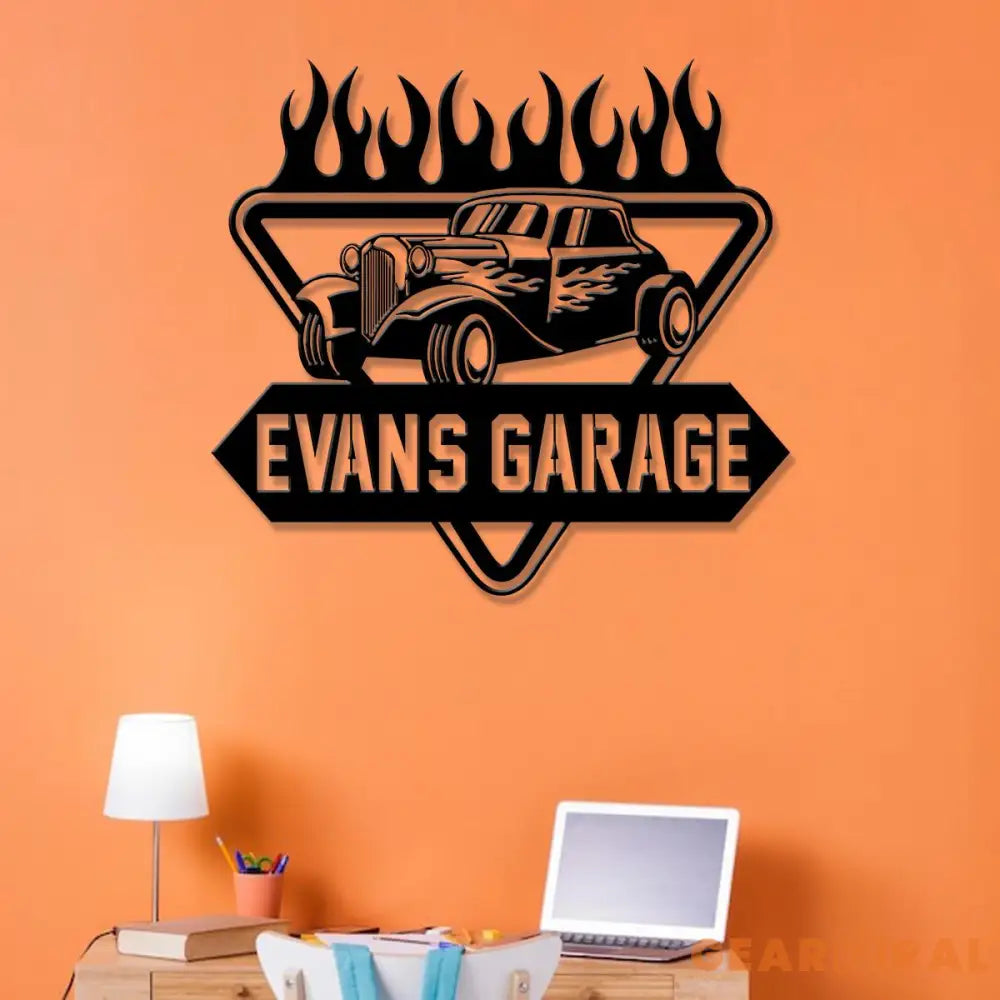 Custom Hot Rod Garage Metal Sign with Led Light Personalized Man Cave Named Wall Art Business Sign Metal Car Sign