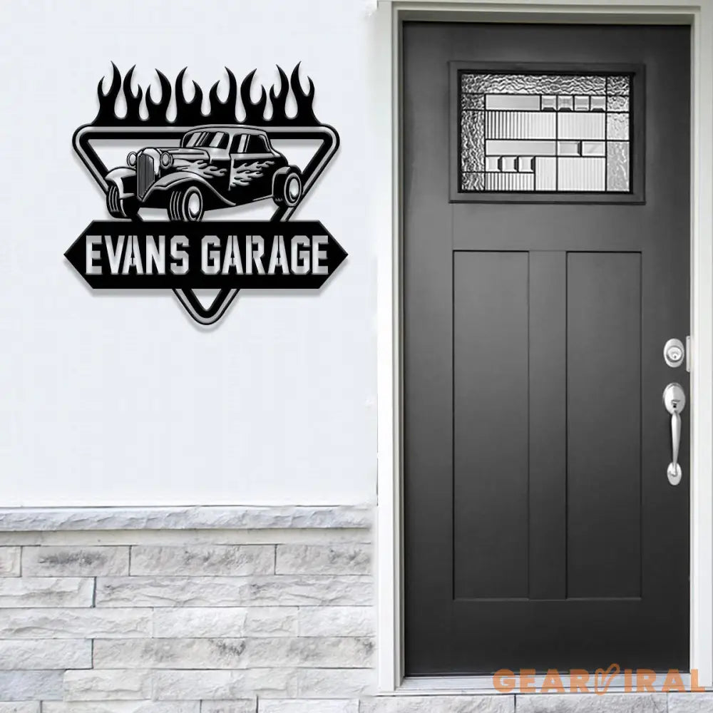 Custom Hot Rod Garage Metal Sign with Led Light Personalized Man Cave Named Wall Art Business Sign Metal Car Sign