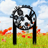 Custom Hummingbird Garden Metal Stake Personalized Family Name Yard Sign Outdoor Decor Garden Stake Outdoor Door Garden