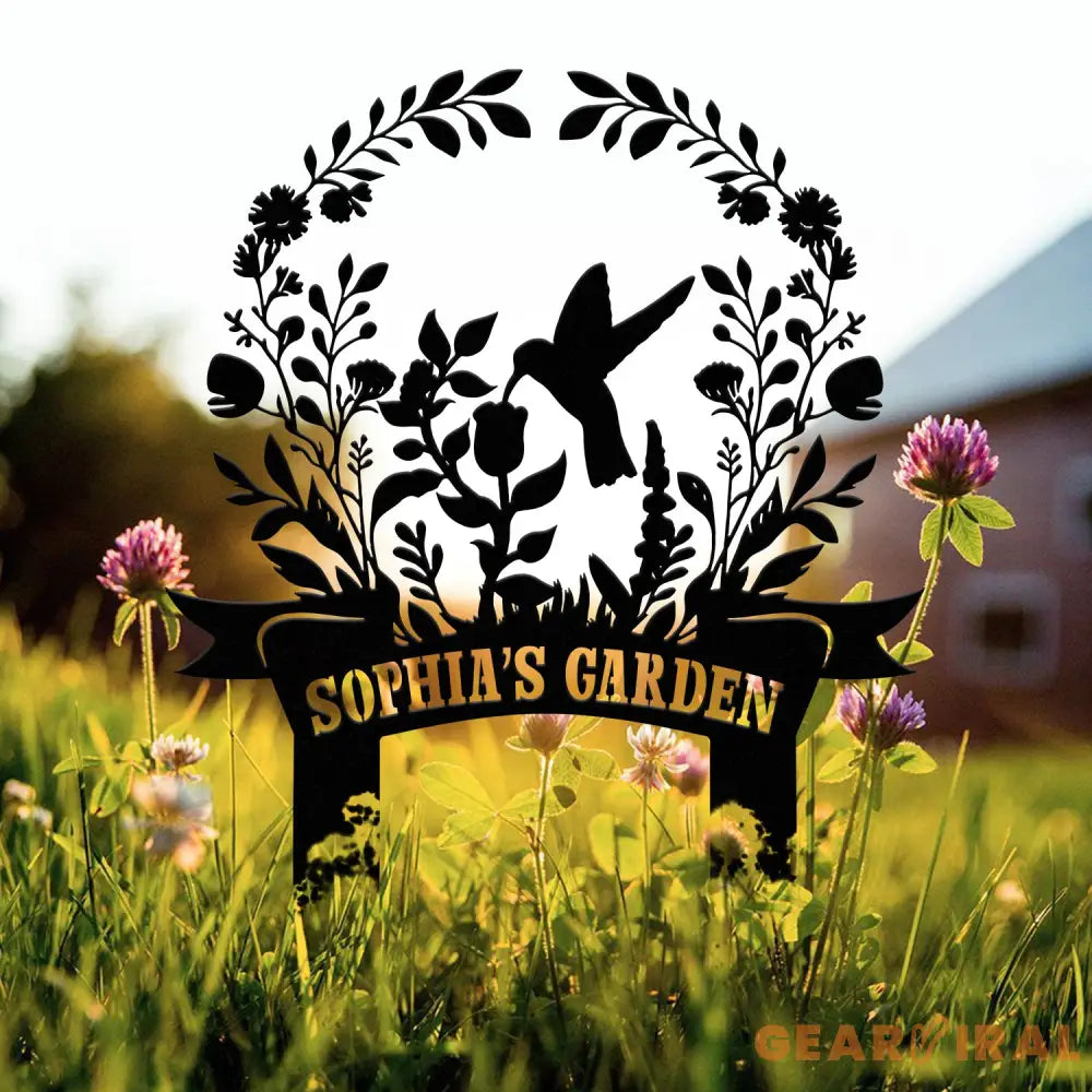 Custom Hummingbird Garden Sign Personalized Name Garden Stake Metal Garden Sign Gardener Name Sign Gardener Gift Yard