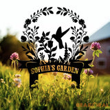 Custom Hummingbird Garden Sign Personalized Name Garden Stake Metal Garden Sign Gardener Name Sign Gardener Gift Yard
