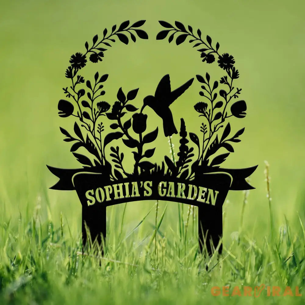 Custom Hummingbird Garden Sign Personalized Name Garden Stake Metal Garden Sign Gardener Name Sign Gardener Gift Yard