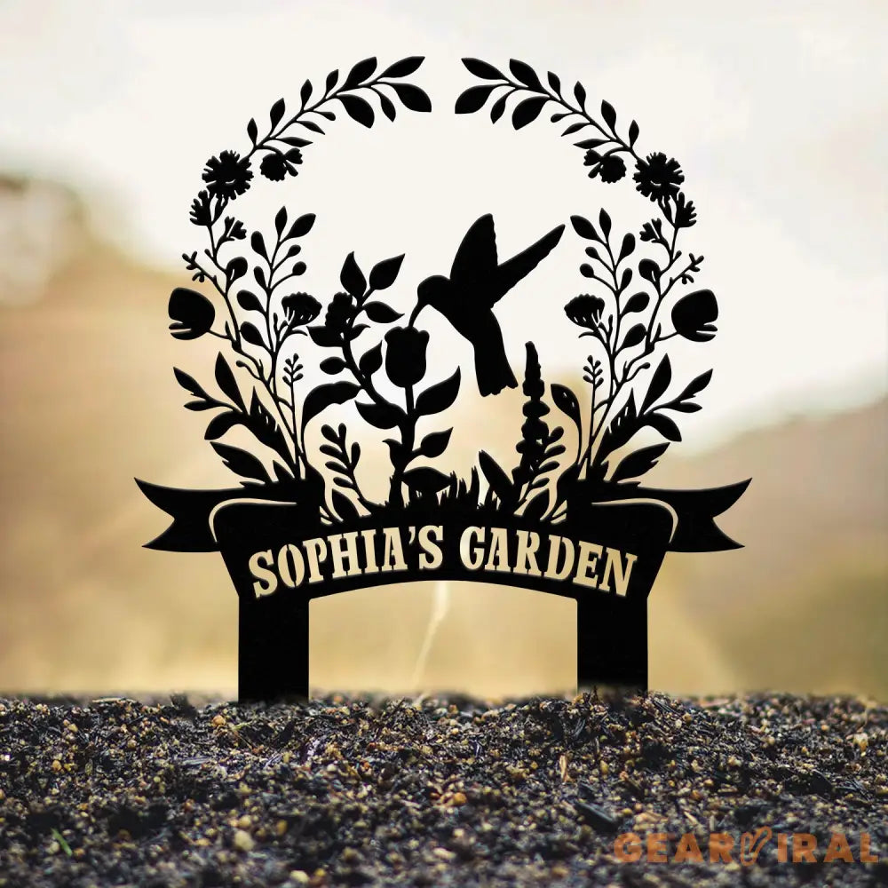 Custom Hummingbird Garden Sign Personalized Name Garden Stake Metal Garden Sign Gardener Name Sign Gardener Gift Yard