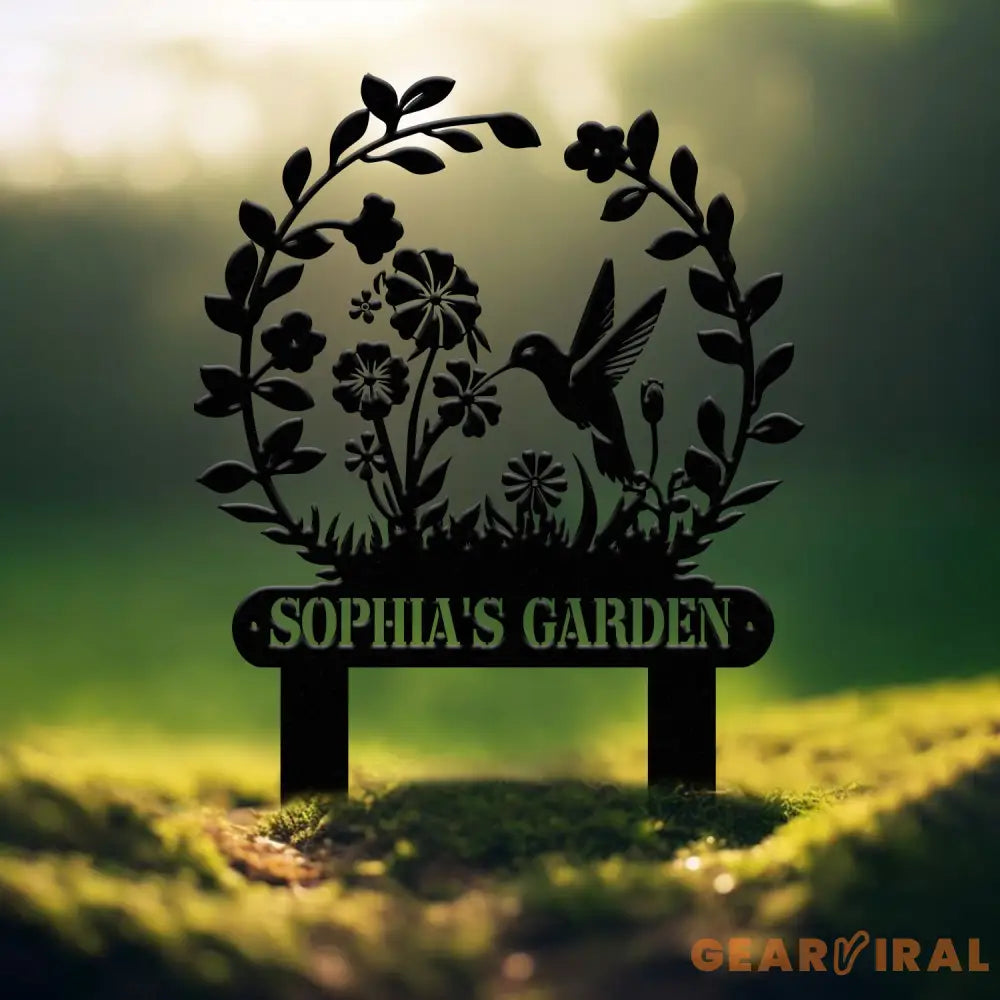 Custom Hummingbird Garden Sign Personalized Name Garden Stake Metal Garden Sign Gardener Name Sign Gardener Gift Yard