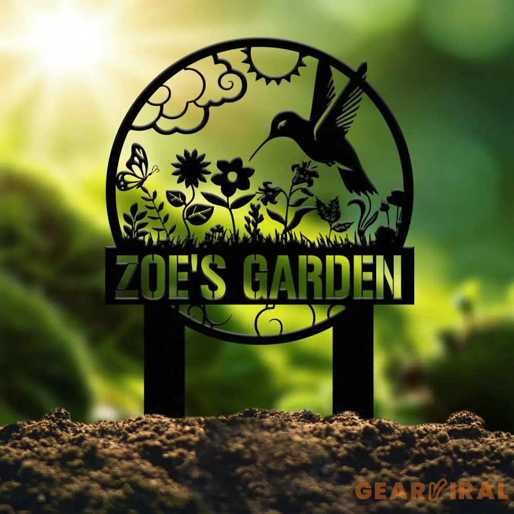 Custom Hummingbird Garden Sign Personalized Name Garden Stake Metal Garden Sign Gardener Name Sign Gardener Gift Yard