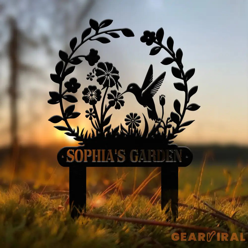 Custom Hummingbird Garden Sign Personalized Name Garden Stake Metal Garden Sign Gardener Name Sign Gardener Gift Yard