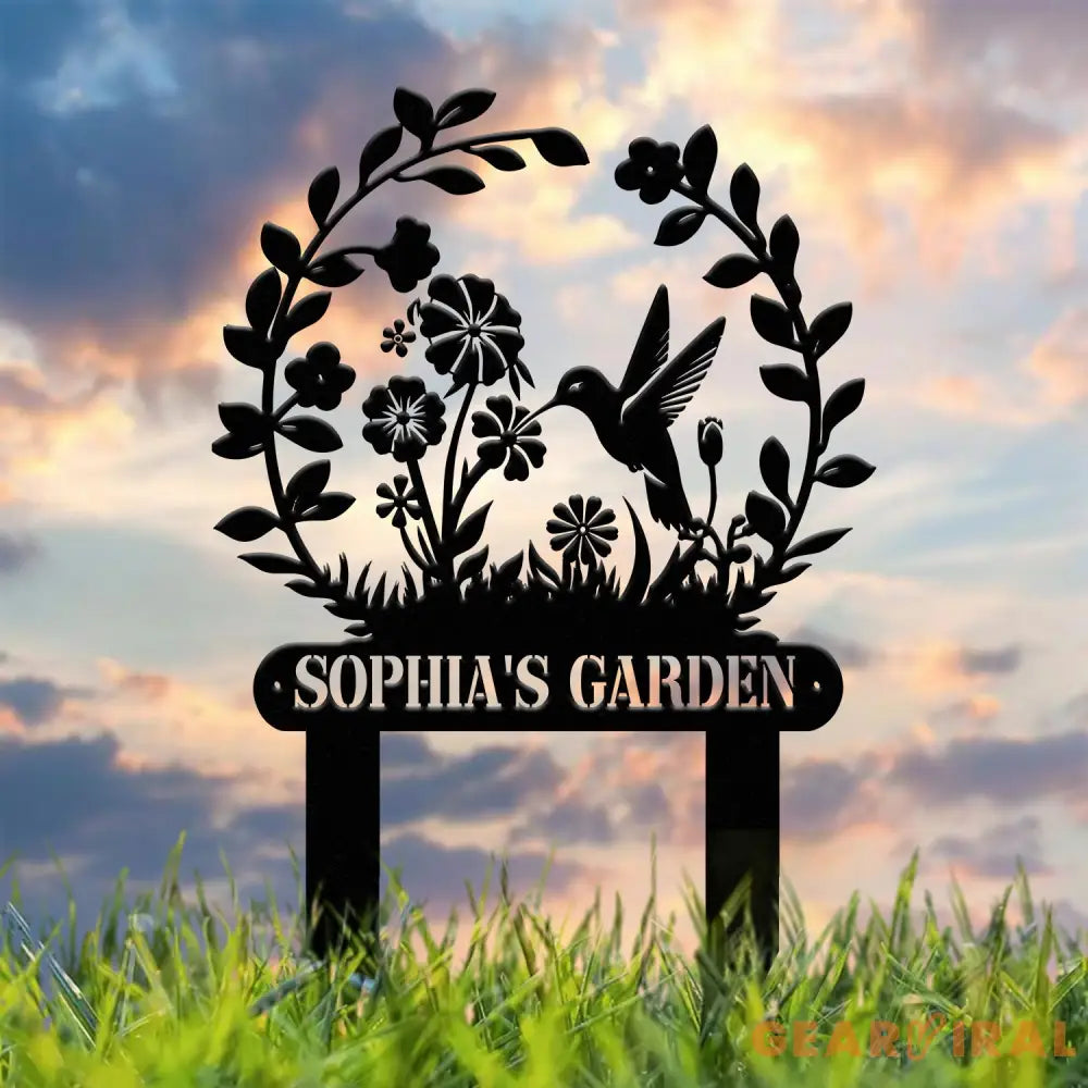 Custom Hummingbird Garden Sign Personalized Name Garden Stake Metal Garden Sign Gardener Name Sign Gardener Gift Yard