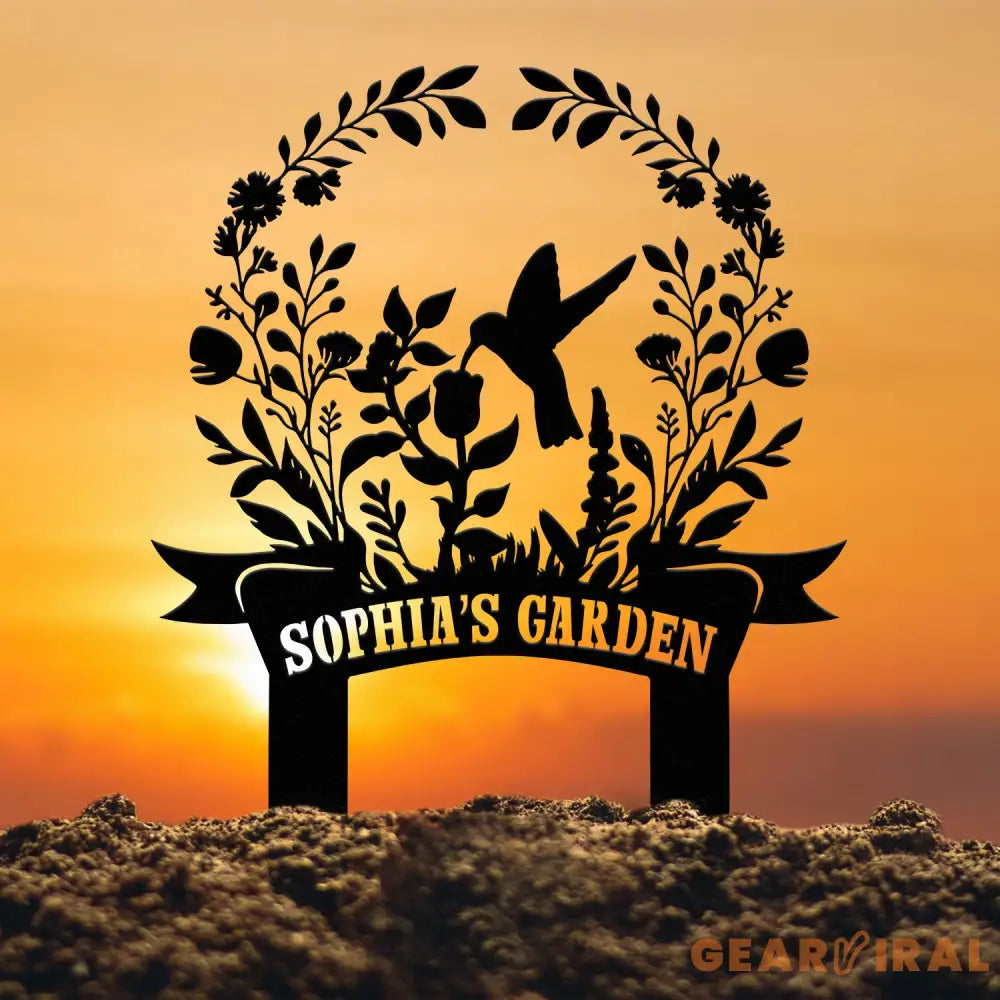 Custom Hummingbird Garden Sign Personalized Name Garden Stake Metal Garden Sign Gardener Name Sign Gardener Gift Yard