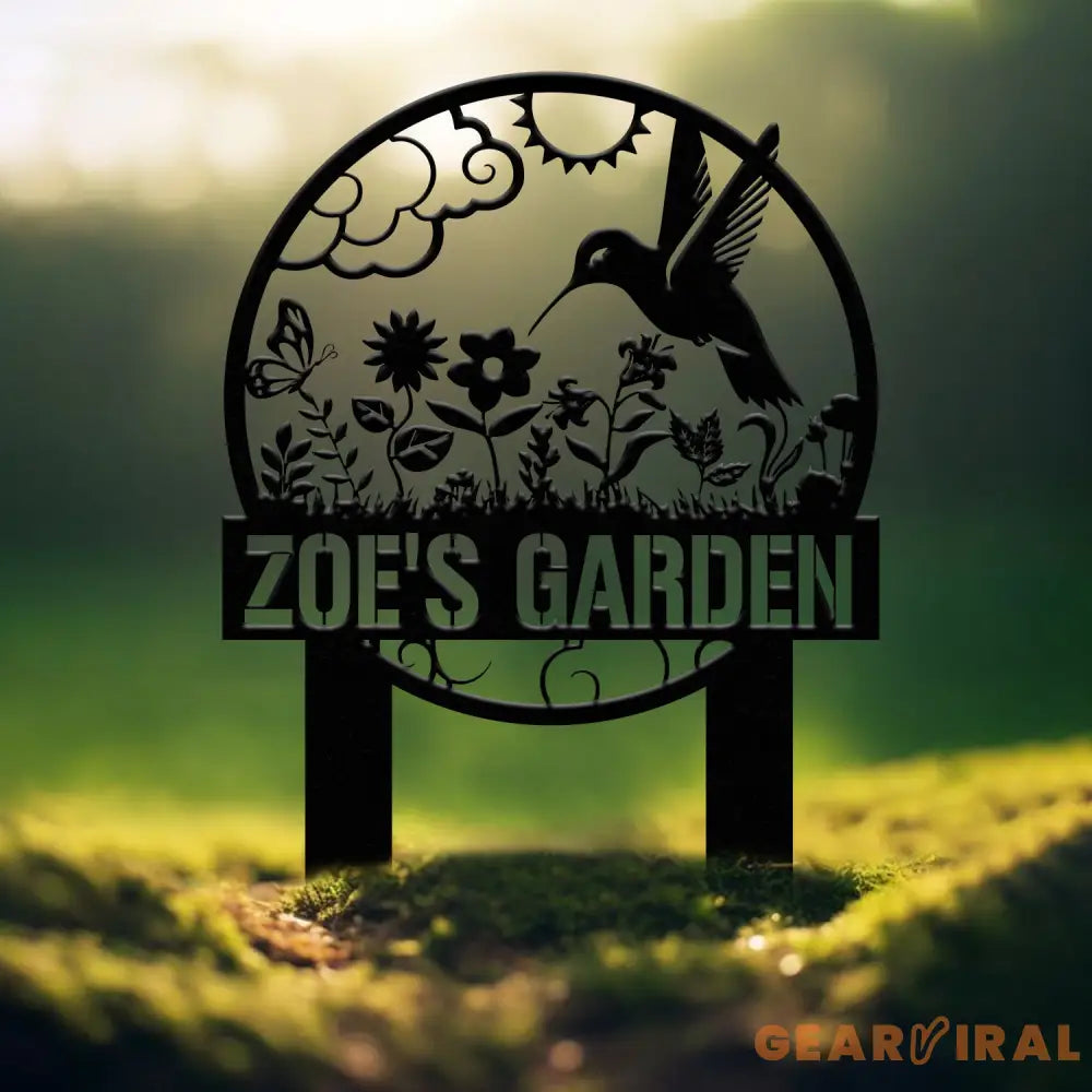 Custom Hummingbird Garden Sign Personalized Name Garden Stake Metal Garden Sign Gardener Name Sign Gardener Gift Yard