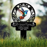 Custom Hummingbird Memorial Plaque Stake Hummingbird Name Sign Grave Marker Sign Sympathy Plaque Garden Metal Stake