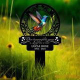 Custom Hummingbird Memorial Plaque Stake Hummingbird Name Sign Grave Marker Sign Sympathy Plaque Garden Metal Stake