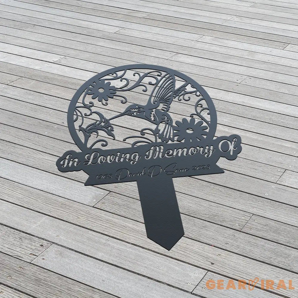 Custom Hummingbird Memorial Stake - Personalized Hummingbird and Flower - Metal Stake - Sympathy Sign | GearViral