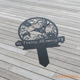 Custom Hummingbird Memorial Stake - Personalized Hummingbird and Flower - Metal Stake - Sympathy Sign | GearViral