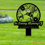 Custom Hummingbird Memorial Stake - Personalized Hummingbird and Flower - Metal Stake - Sympathy Sign | GearViral