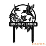 Custom Hummingbird Metal Garden Decor Bird with Stakes Garden Sign,Flower Design Personalized Garden Sign Hummingbird
