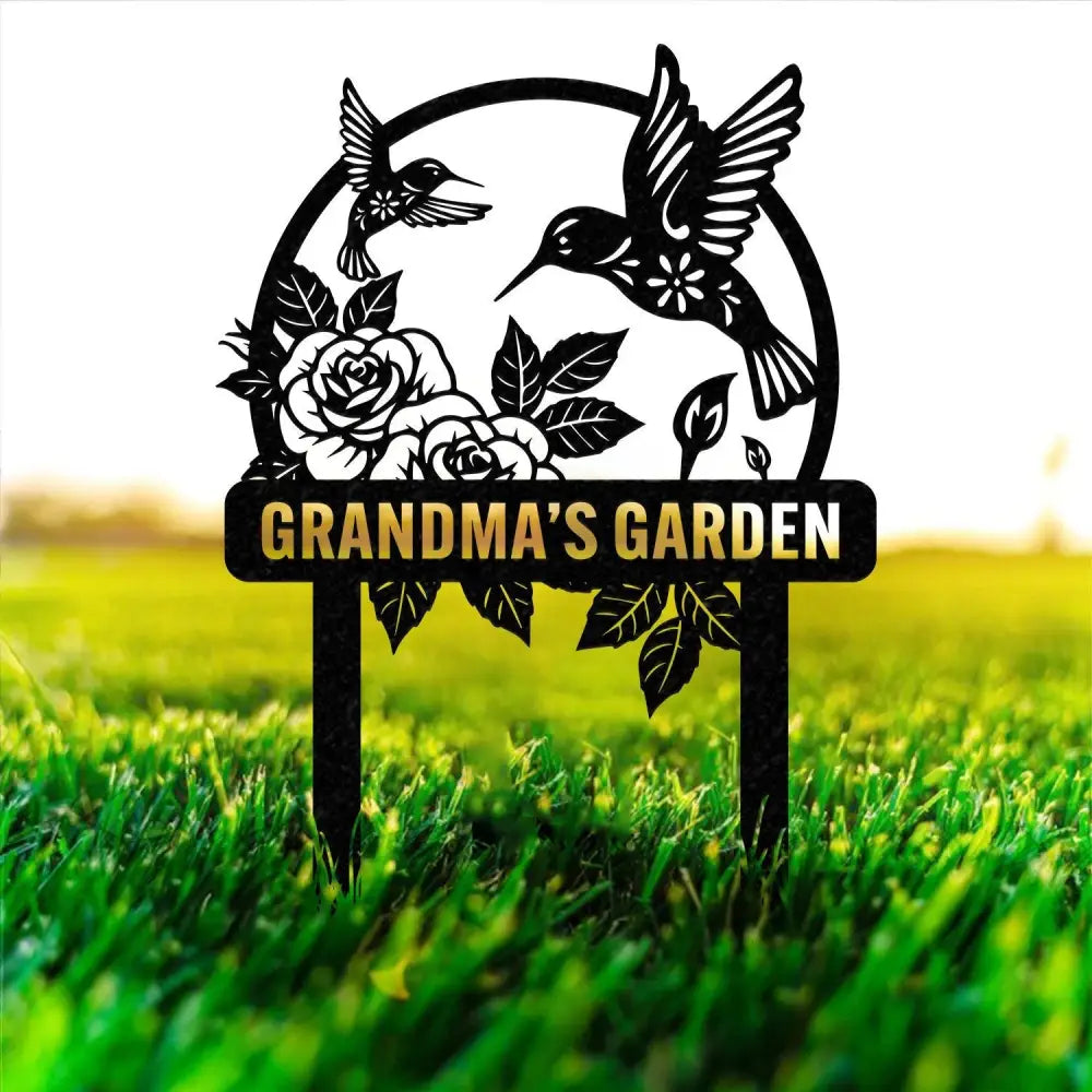 Custom Hummingbird Metal Garden Decor Bird with Stakes Garden Sign,Flower Design Personalized Garden Sign Hummingbird