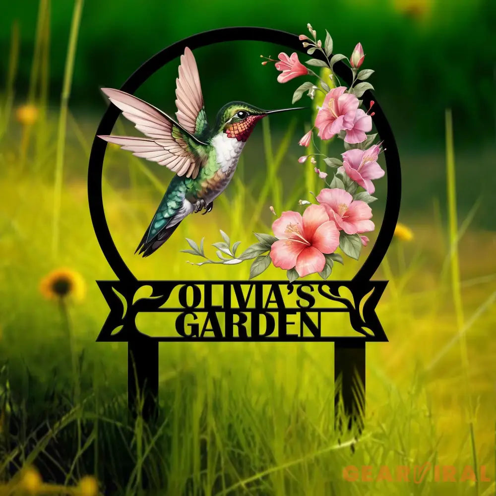 Custom Hummingbird Metal Garden Stake Bird with Stakes Garden Sign Personalized Garden Name Sign Gardener Gift Outdoor