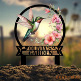 Custom Hummingbird Metal Garden Stake Bird with Stakes Garden Sign Personalized Garden Name Sign Gardener Gift Outdoor