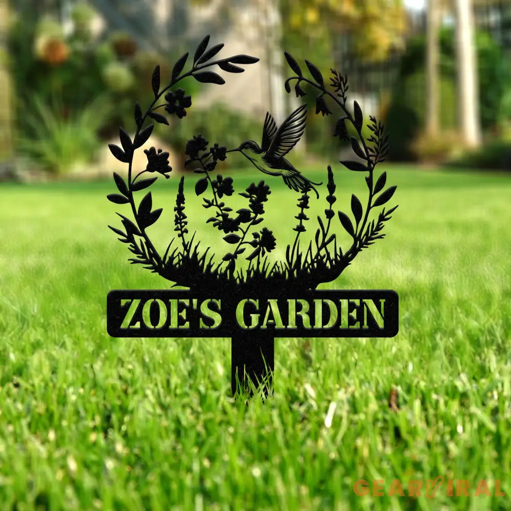 Custom Hummingbird Metal Garden Stake Bird with Stakes Garden Sign Personalized Garden Name Sign Gardener Gift Outdoor