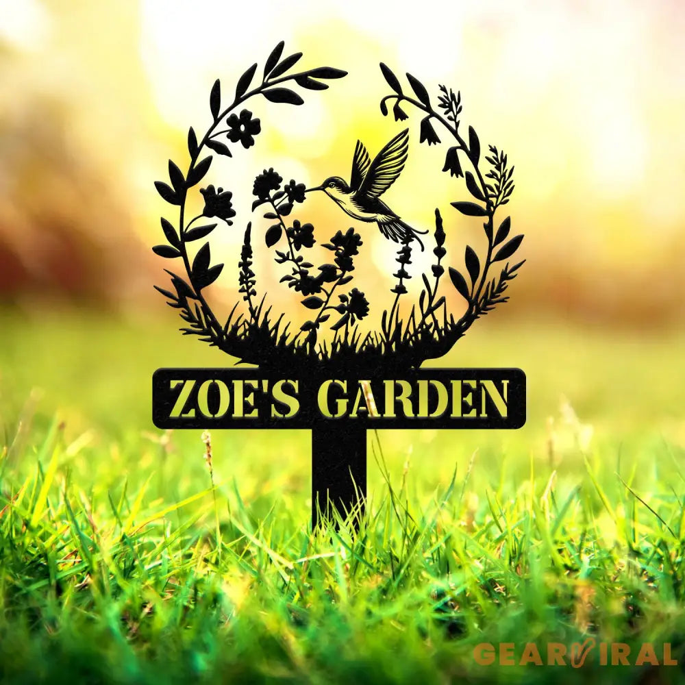 Custom Hummingbird Metal Garden Stake Bird with Stakes Garden Sign Personalized Garden Name Sign Gardener Gift Outdoor