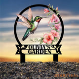 Custom Hummingbird Metal Garden Stake Bird with Stakes Garden Sign Personalized Garden Name Sign Gardener Gift Outdoor
