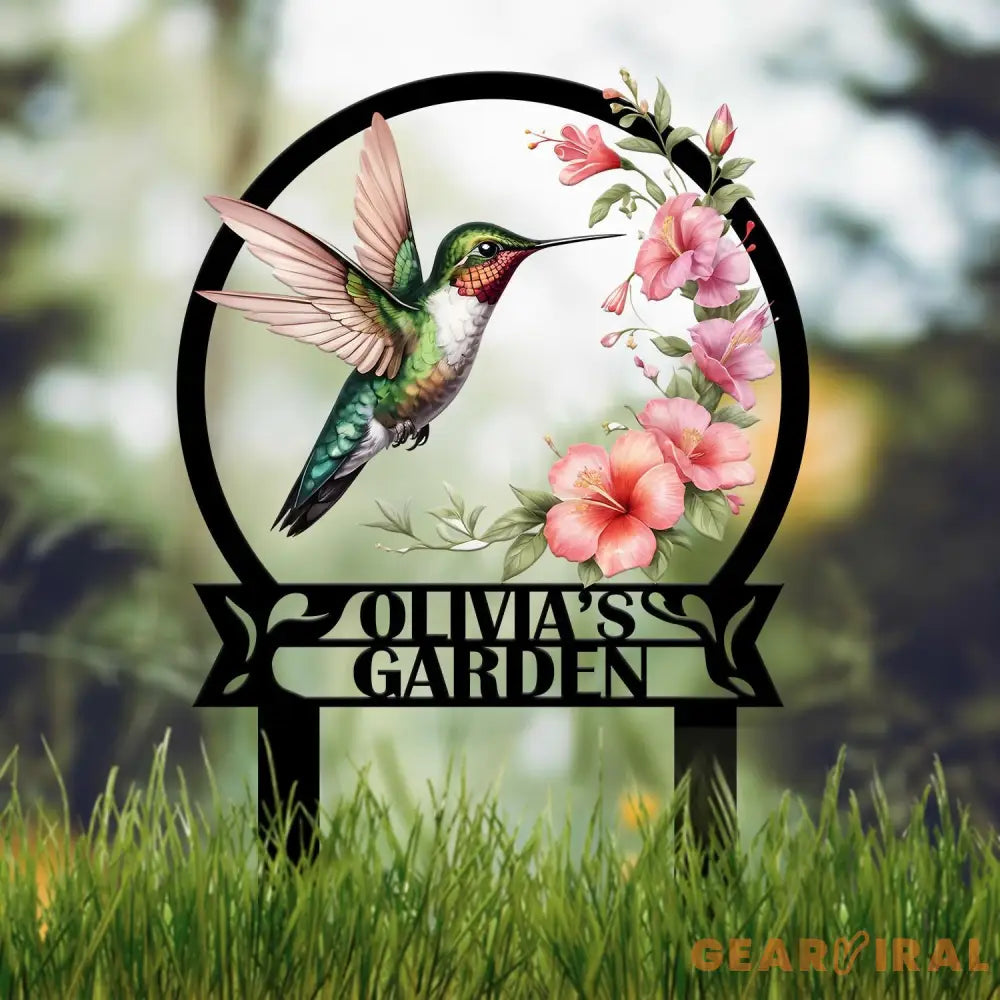 Custom Hummingbird Metal Garden Stake Bird with Stakes Garden Sign Personalized Garden Name Sign Gardener Gift Outdoor