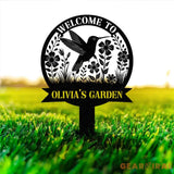Custom Hummingbird Metal Garden Stake Personalized Garden Name Sign Metal Yard Sign Garden Metal Art Mom’s Metal Garden