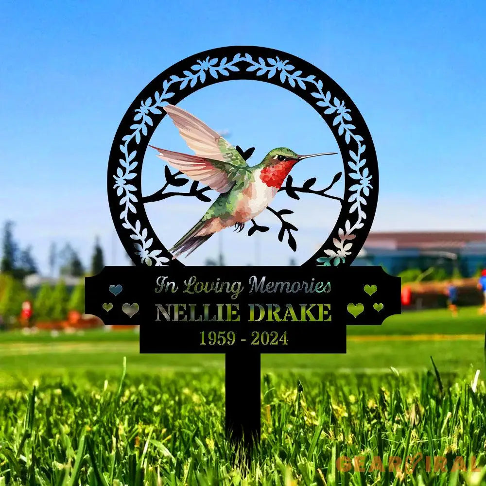 Custom Hummingbird Remembrance Stake Stake Metal Sign Memorial Plaque Buffterfly Grave Marker Personalized Garden Sign