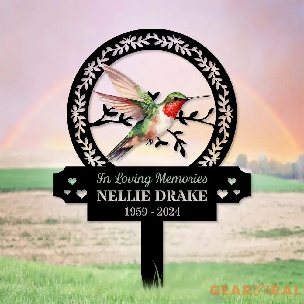 Custom Hummingbird Remembrance Stake Stake Metal Sign Memorial Plaque Buffterfly Grave Marker Personalized Garden Sign