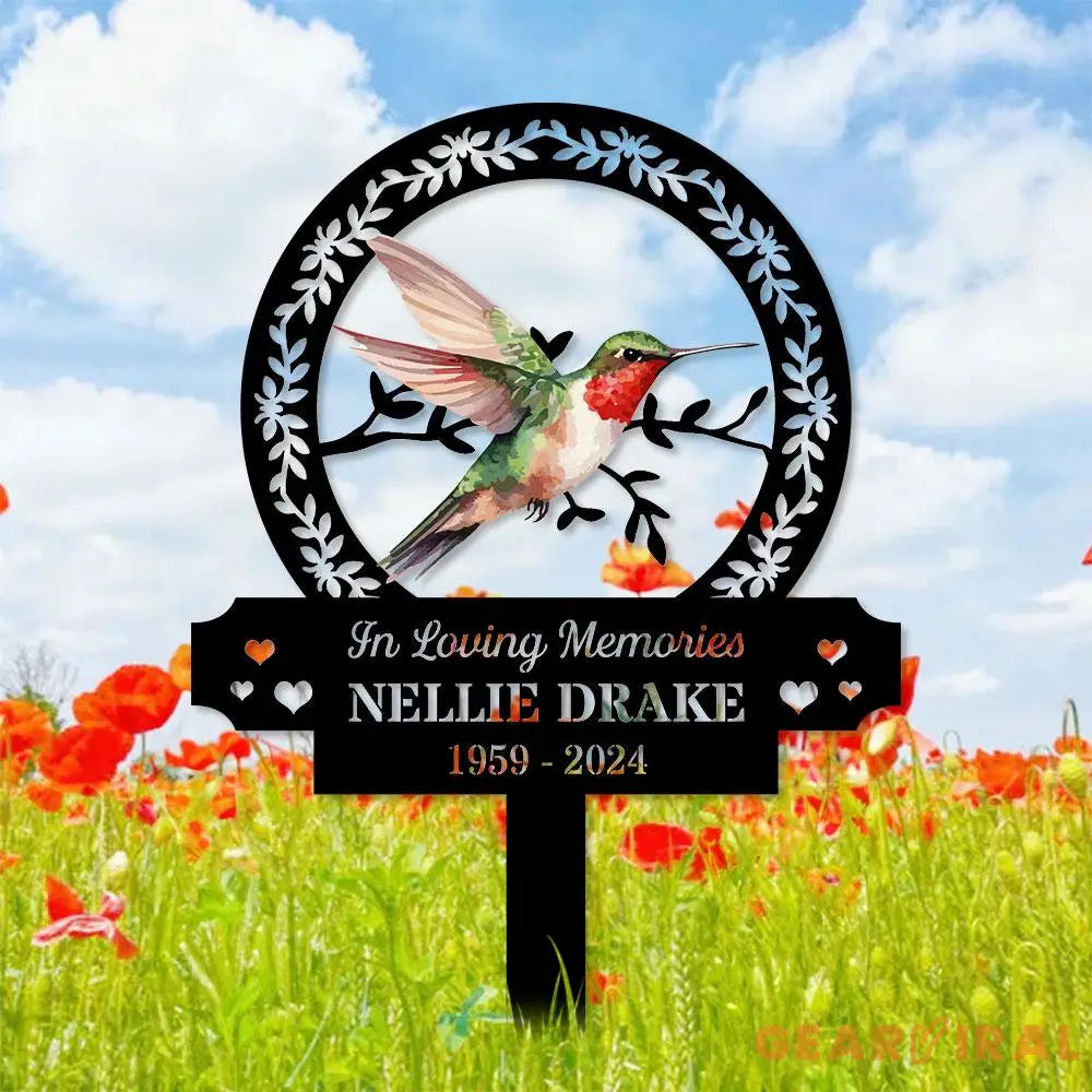 Custom Hummingbird Remembrance Stake Stake Metal Sign Memorial Plaque Buffterfly Grave Marker Personalized Garden Sign