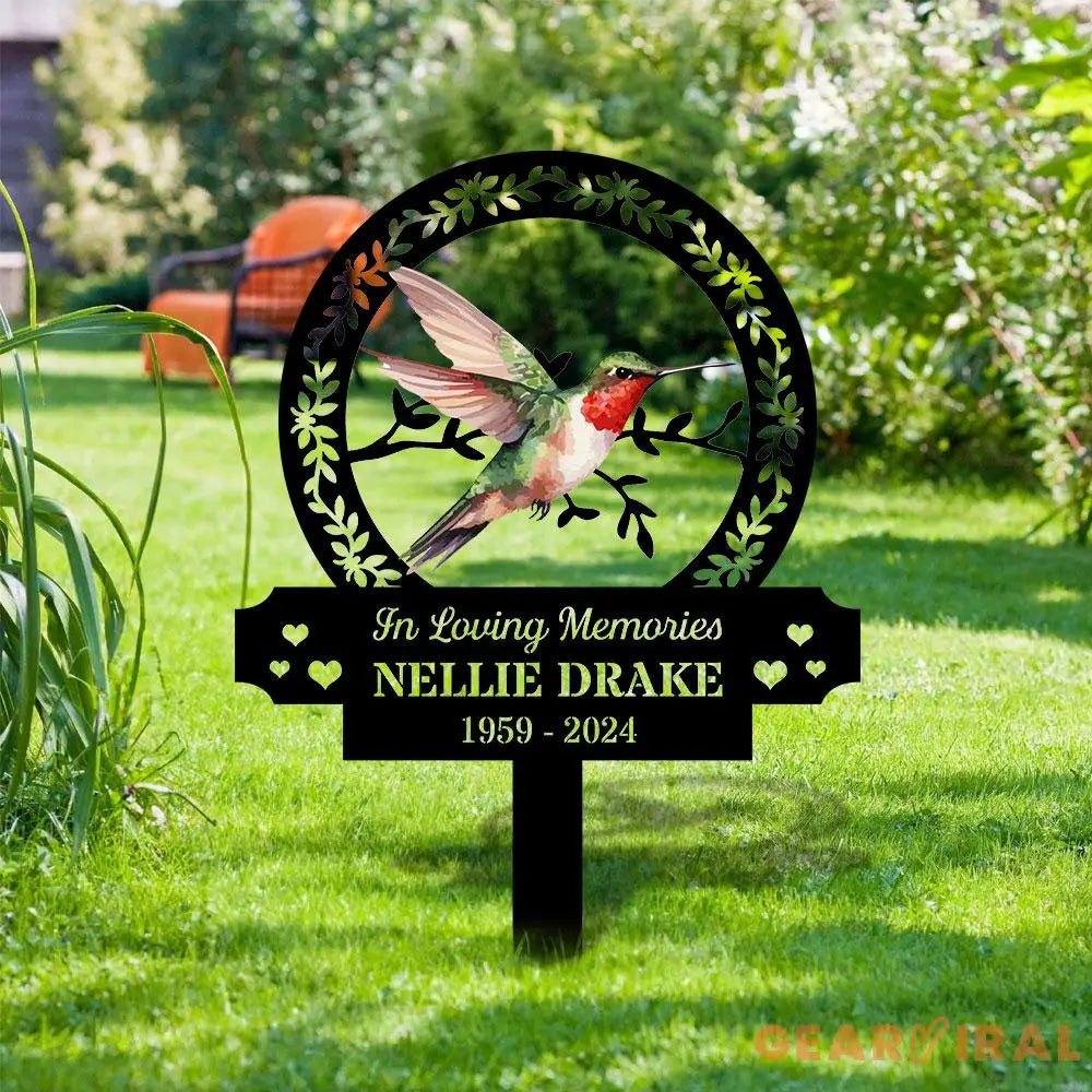 Custom Hummingbird Remembrance Stake Stake Metal Sign Memorial Plaque Buffterfly Grave Marker Personalized Garden Sign