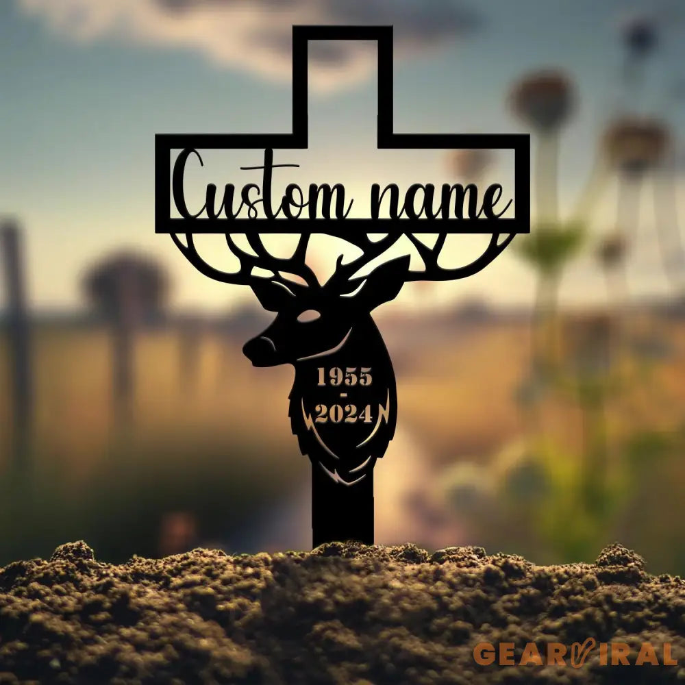 Custom Hunter Memorial Grave Stake Deer Hunting Plaques Hunter Loss Cross Stake Bereavement Grave Marker Hunter