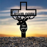 Custom Hunter Memorial Grave Stake Deer Hunting Plaques Hunter Loss Cross Stake Bereavement Grave Marker Hunter