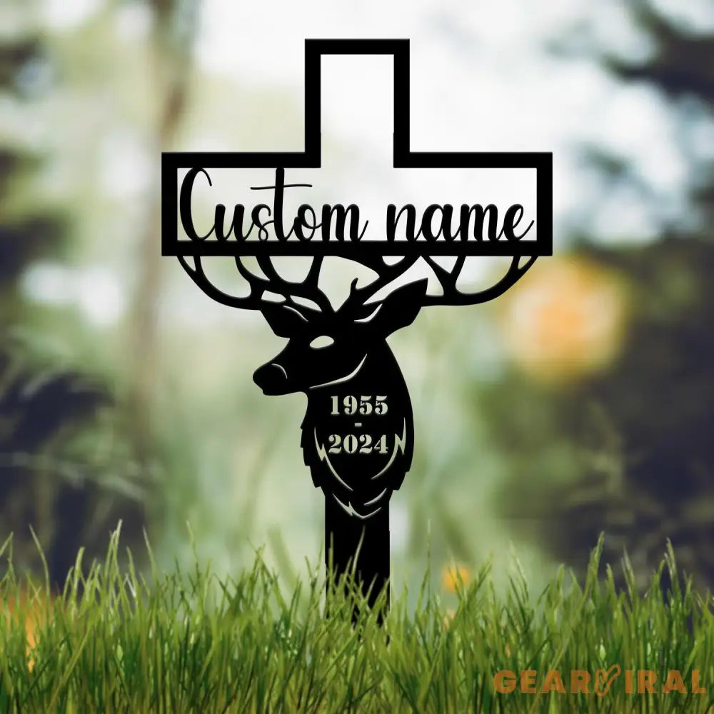 Custom Hunter Memorial Grave Stake Deer Hunting Plaques Hunter Loss Cross Stake Bereavement Grave Marker Hunter