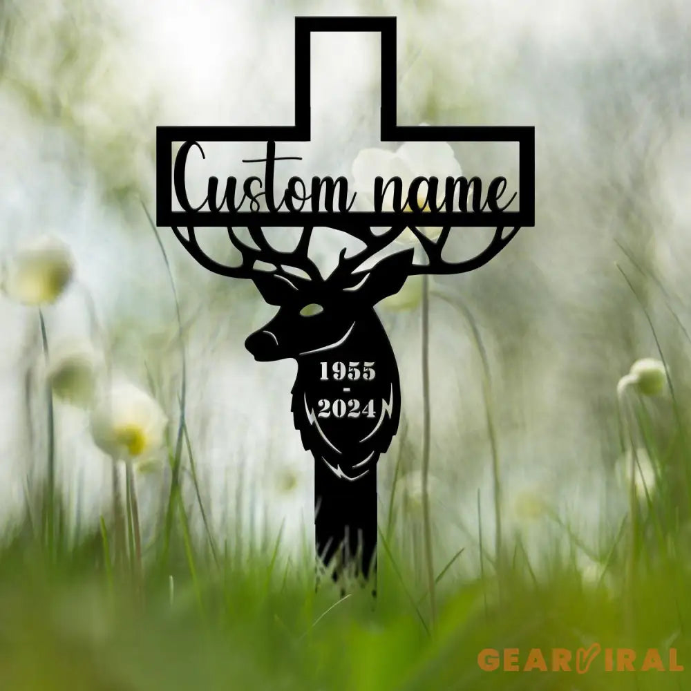 Custom Hunter Memorial Grave Stake Deer Hunting Plaques Hunter Loss Cross Stake Bereavement Grave Marker Hunter