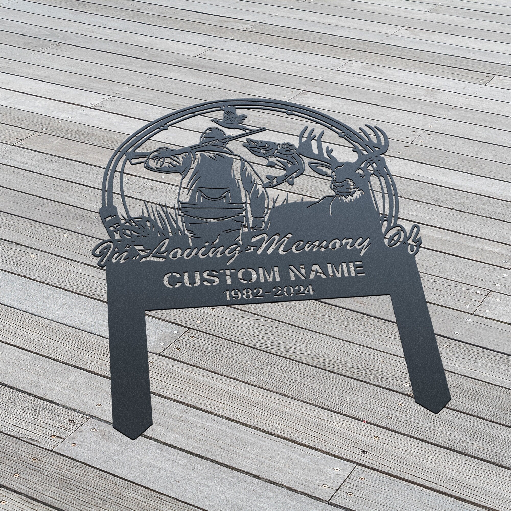 Custom Hunting Memorial Stake - Fishing Memorial Stake - Fisher Loss - Cemetery Stake | GearViral