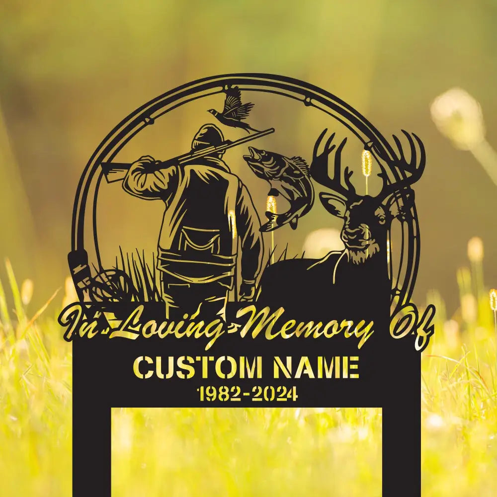 Custom Hunting Memorial Stake - Fishing Memorial Stake - Fisher Loss - Cemetery Stake | GearViral