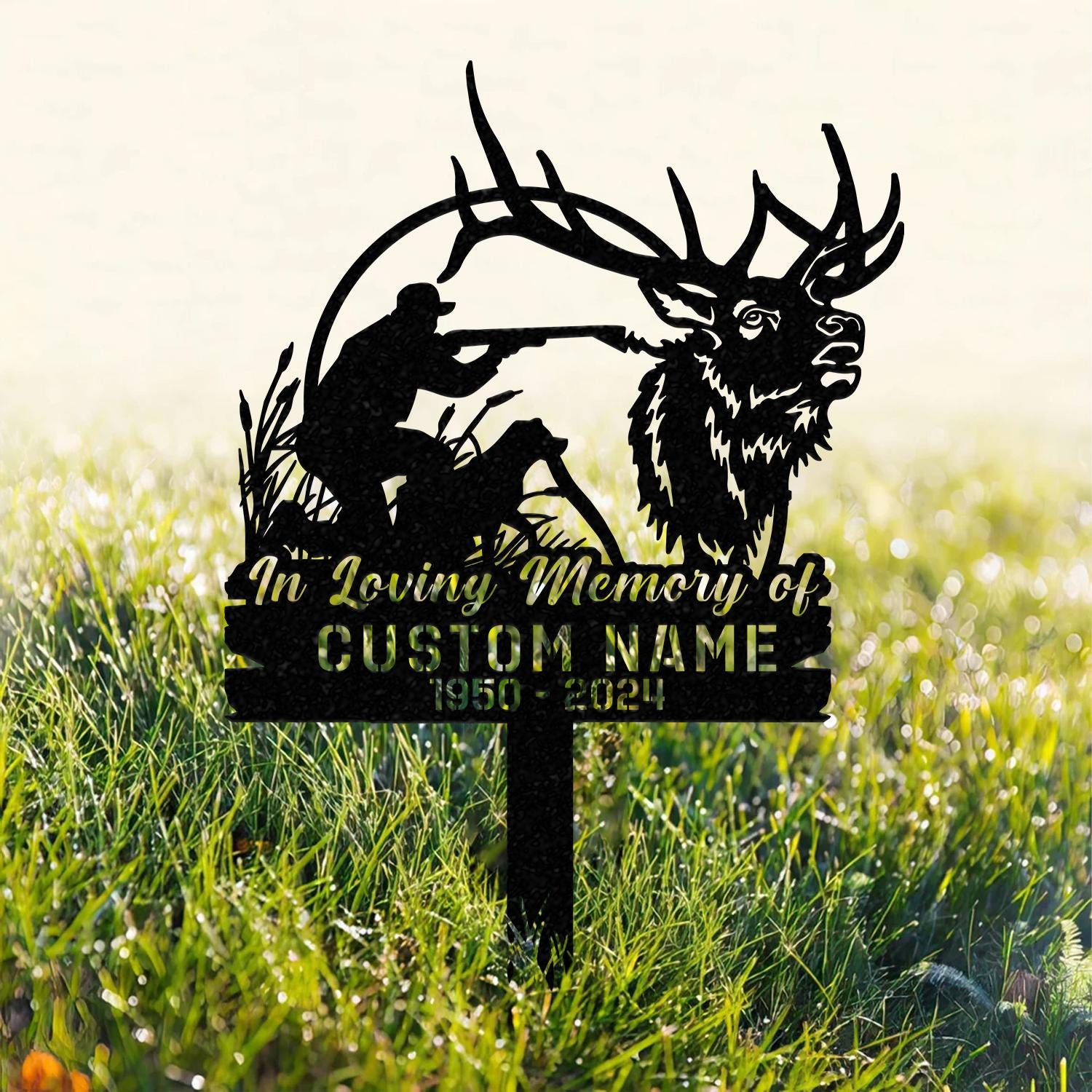 Custom Hunting Memorial Stake, Fishing Memorial Stake, Fisher Loss, Cemetery Stake, Grave Marker, In Memorial Of Gift, Hunter Loss, Dad lost