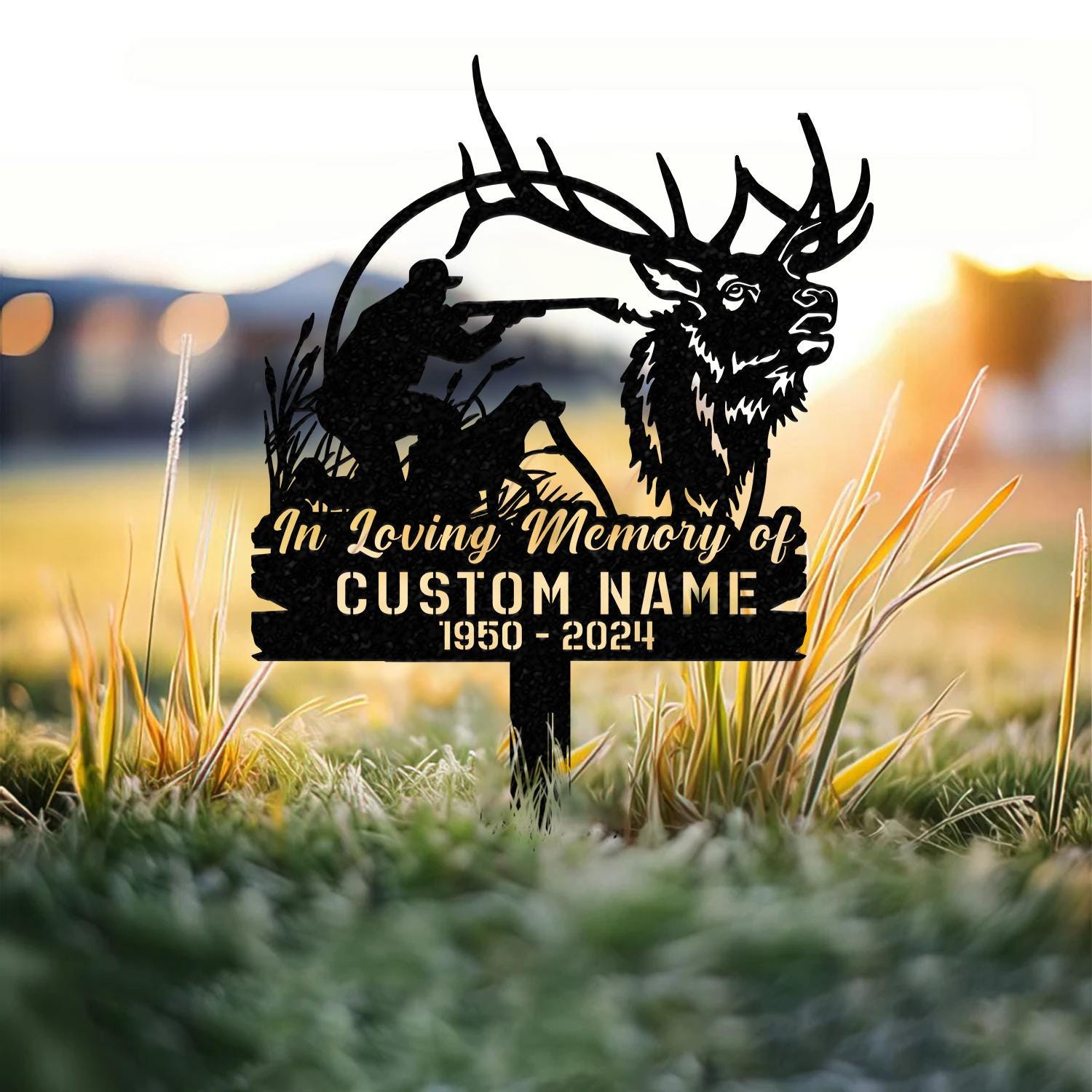 Custom Hunting Memorial Stake, Fishing Memorial Stake, Fisher Loss, Cemetery Stake, Grave Marker, In Memorial Of Gift, Hunter Loss, Dad lost