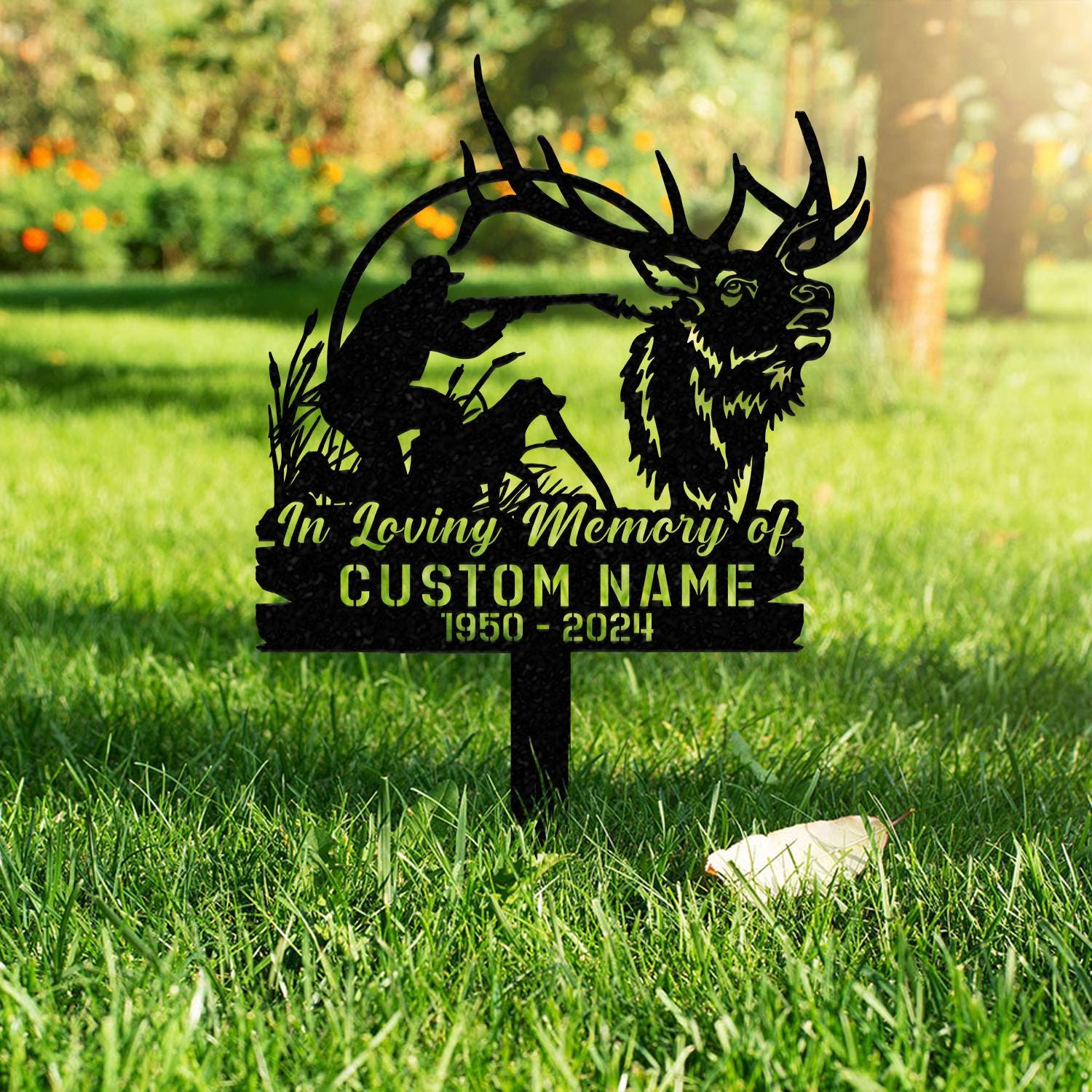 Custom Hunting Memorial Stake, Fishing Memorial Stake, Fisher Loss, Cemetery Stake, Grave Marker, In Memorial Of Gift, Hunter Loss, Dad lost