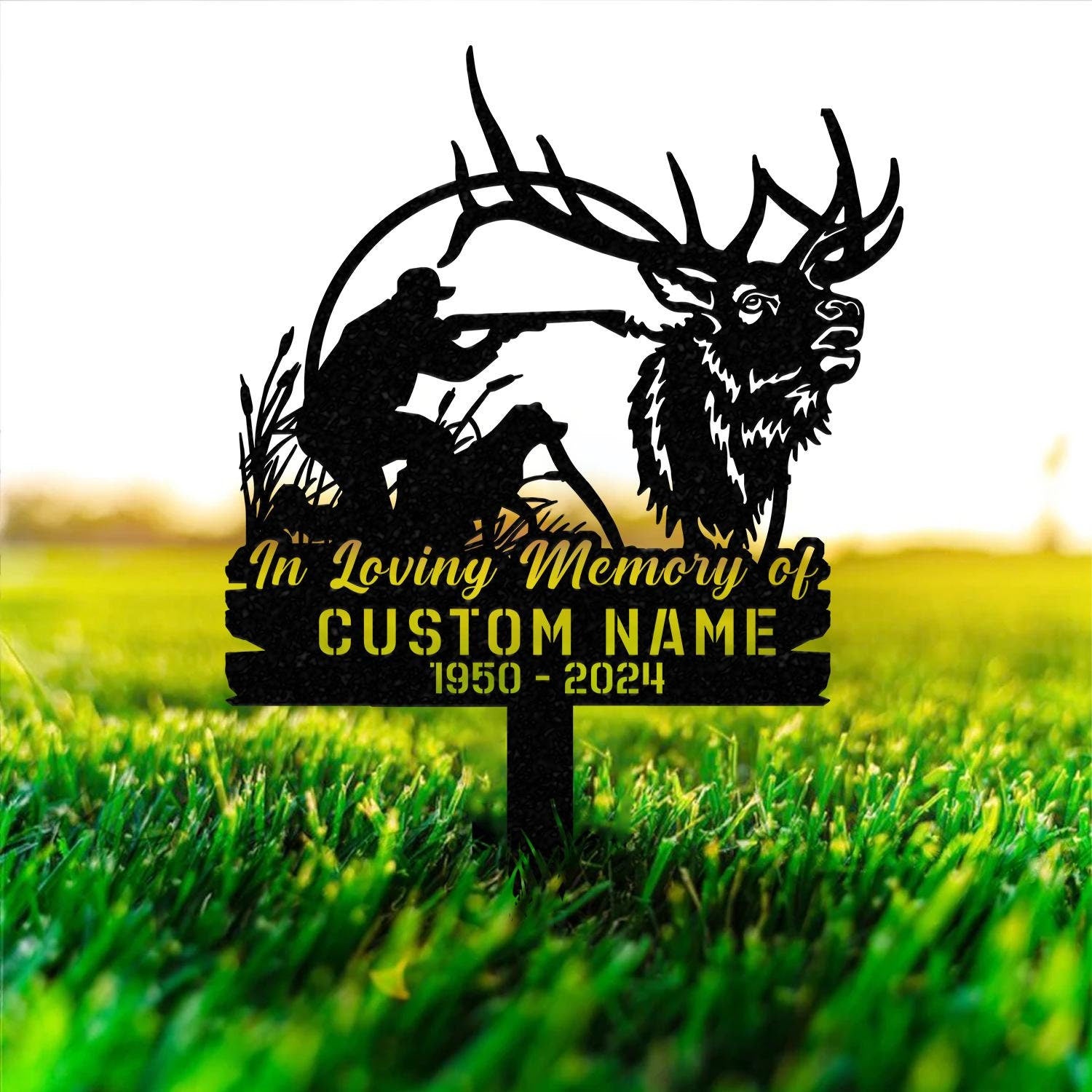 Custom Hunting Memorial Stake, Fishing Memorial Stake, Fisher Loss, Cemetery Stake, Grave Marker, In Memorial Of Gift, Hunter Loss, Dad lost