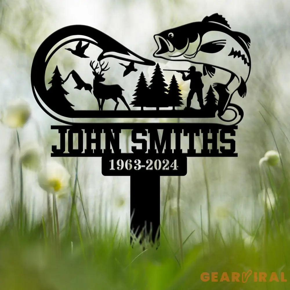 Custom Hunting Scene Memorial Plaque Stake Fishing Stake Fisher Loss Hunter loss Grave Marker In Memorial Of Hunter Loss