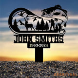 Custom Hunting Scene Memorial Plaque Stake Fishing Stake Fisher Loss Hunter loss Grave Marker In Memorial Of Hunter Loss